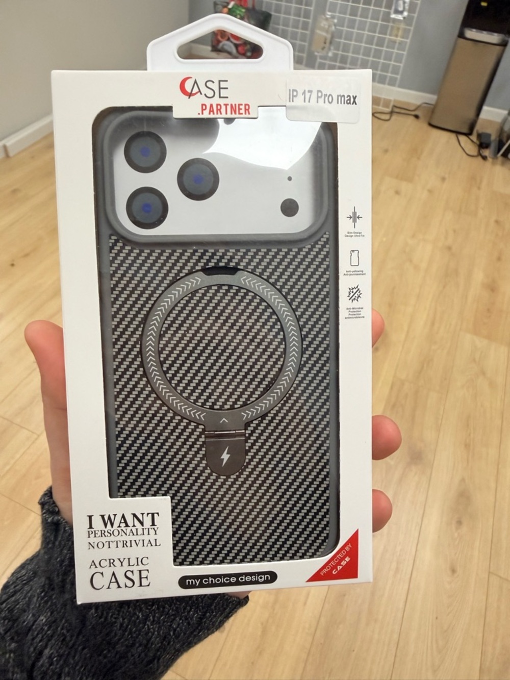 Black/grey Carbon Fiber iPhone Case for 17 Pro Max